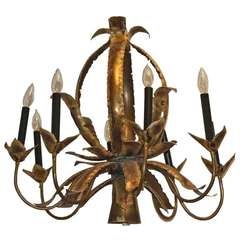 Mid Century Brass "Leaf" Chandelier by Tom Greene