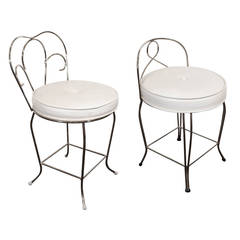 Pair of Vanity Stools with White Seats by George Koch Sons, Inc.