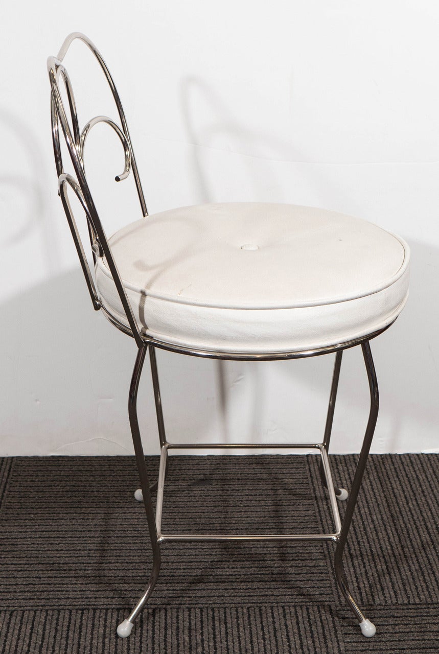 20th Century Pair of Vanity Stools with White Seats by George Koch Sons, Inc.