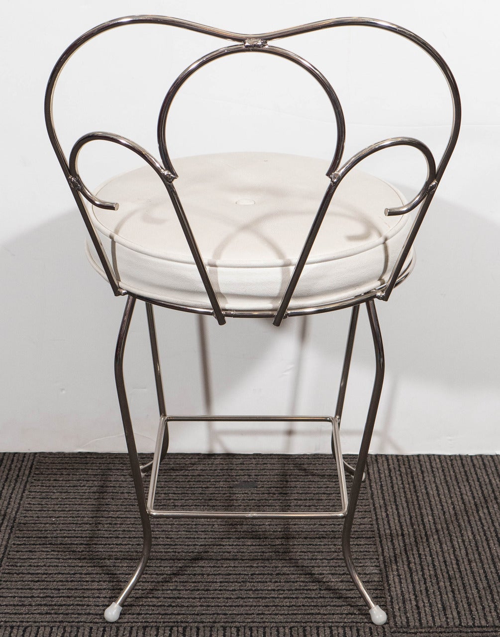 Chrome Pair of Vanity Stools with White Seats by George Koch Sons, Inc.