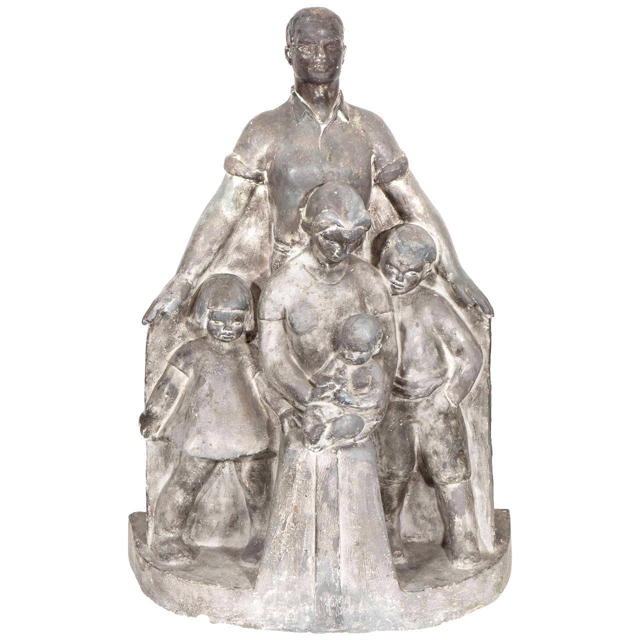Midcentury WPA Sculpture of a Family