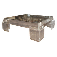 Lucite and Glass Coffee Table