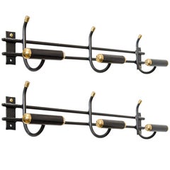 Midcentury Pair of Rare Wall Mounted Coat Racks