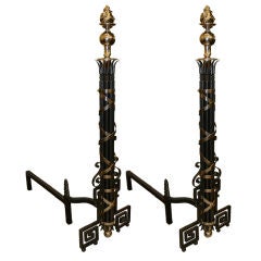 Pair of French Bronze Andirons Pair of French Bronze Andirons