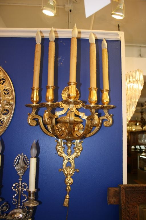 Pair of Dore Bronze Candelabra Style Sconces