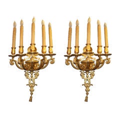 Pair of Dore Bronze Candelabra Style Sconces
