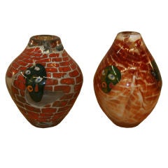 Pair of Signed Art Glass Vases