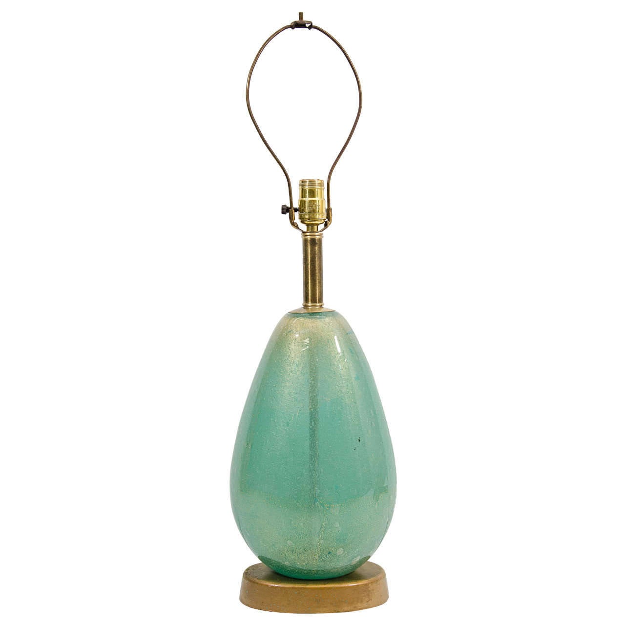 Grüne Muranoglaslampe aus der Mitte des Jahrhunderts von Flavio Poli für Seguso im Angebot