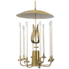 Mid Century 8-Arm Brass Chandelier by Tommi Parzinger