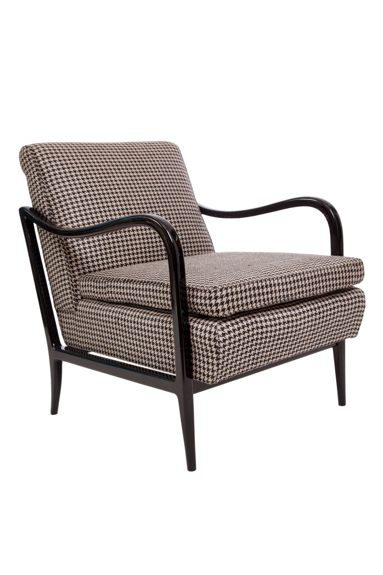 Mid-Century Modern Pair of Mid-Century Ebonized Armchairs