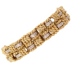 Diamond Gold Basketweave Bracelet