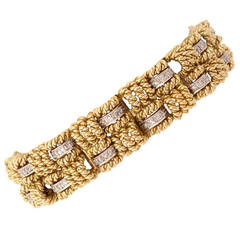 Diamond Gold Basketweave Bracelet 8