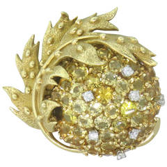 Vintage Tiffany & Co Jean Schlumberger Sapphire Diamond Chestnut Brooch Pin