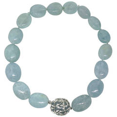 Cathy Waterman Aquamarine Bead Diamond Platinum Necklace 9