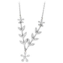 Used Cathy Waterman Diamond Platinum Wheat Sheaf and Daisy Necklace