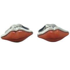 Longmire Coral Gold Lips Cufflinks