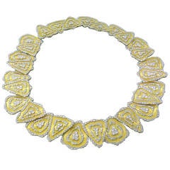 Buccellati Impressive Rigato Diamond Gold Necklace