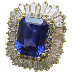 10.93 carat emerald shape Tanzanite Diamond Gold Ring 5