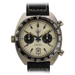 Retro Heuer Stainless Steel Autavia Jo Siffert Chronograph Wristwatch