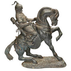 19th Century Bronze Sculpture of Genghis Kahn on Horse, Almost Life Size 5
