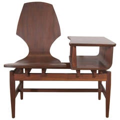 Midcentury Scandinavian Rosewood Telephone Table and Side Chair