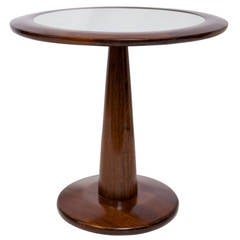 L´Atelier Round Side Table in Brazilian Jacaranda Wood with Glass Top