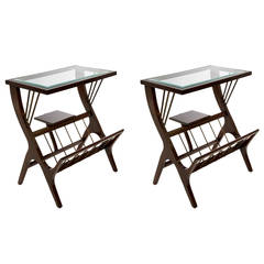 Pair of Midcentury Brazilian Jacaranda Side Tables with Magazine Rack Pair of Midcentury Brazilian Jacaranda Side Tables with Magazine Rack
