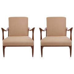 Pair of Midcentury Jangada Wood Armchairs in the Style of Jorge Zalszupin