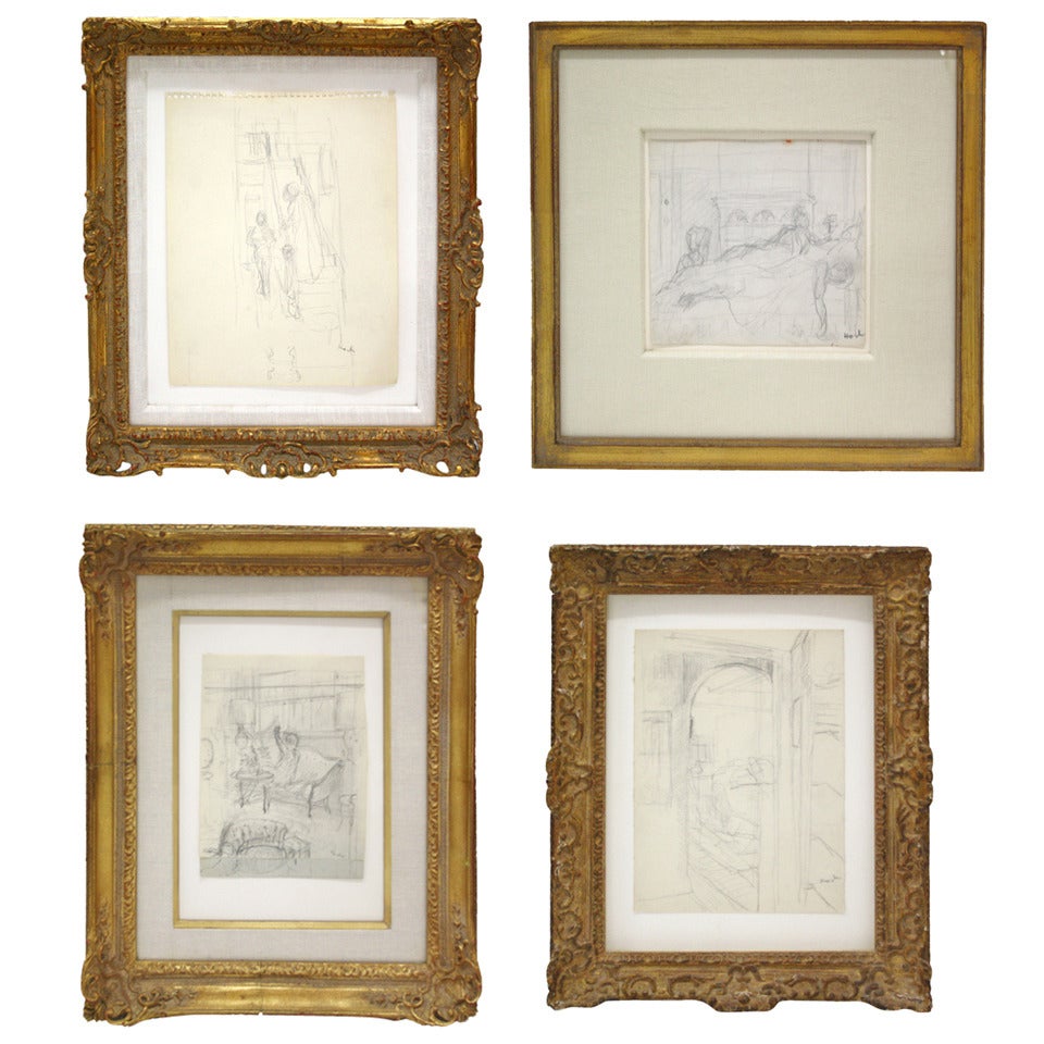 Set of Seven Pencil Studies by American Realist John Koch
