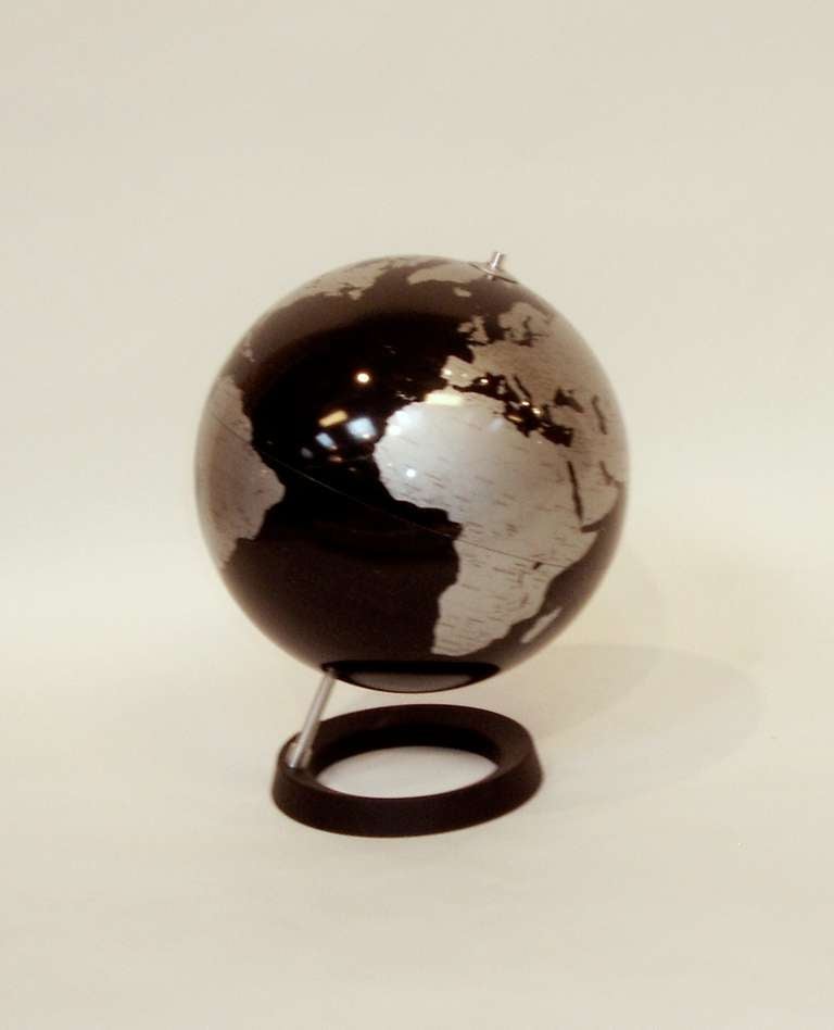 A Mid Century Black and Silver Globe