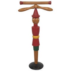 Italian Midcentury Child's Wooden Clothes Valet as Pinocchio by Ma.Gi