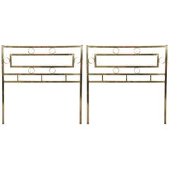 Pair of Midcentury Tommi Parzinger Style Brass Hollywood Regency Headboards