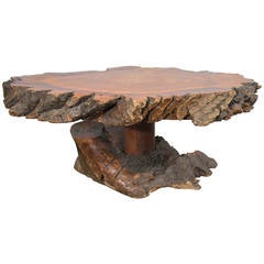 Vintage Burled Cypress Wood Live Edge Side Table