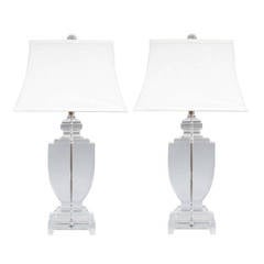 20th Century Pair of Crystal Urn Form Table Lamps