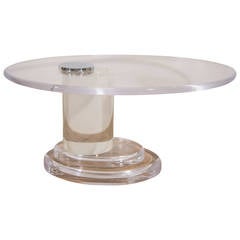 1970's Lion in Frost Oval Coffee Table with Swivel Top in Lucite and Chrome 6