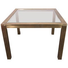 Mastercraft Brass Side and End Table with Glass Top