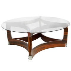 Jorge Zalszupin Coffee Table in Jacaranda with Smoked Glass Top for L’Atelier 5
