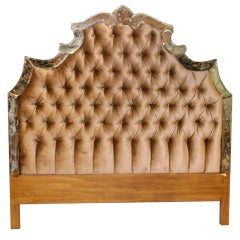 Hollywood Regency Headboard with Button Tufted Velvet