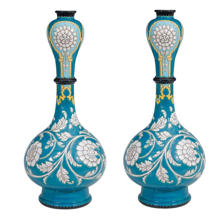 Clement Massier Pair of Art Nouveau Ceramic Vases