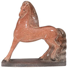 Etling Paris Art Deco Ceramic Horse by Alexandre Kelety and Marcel Guillard