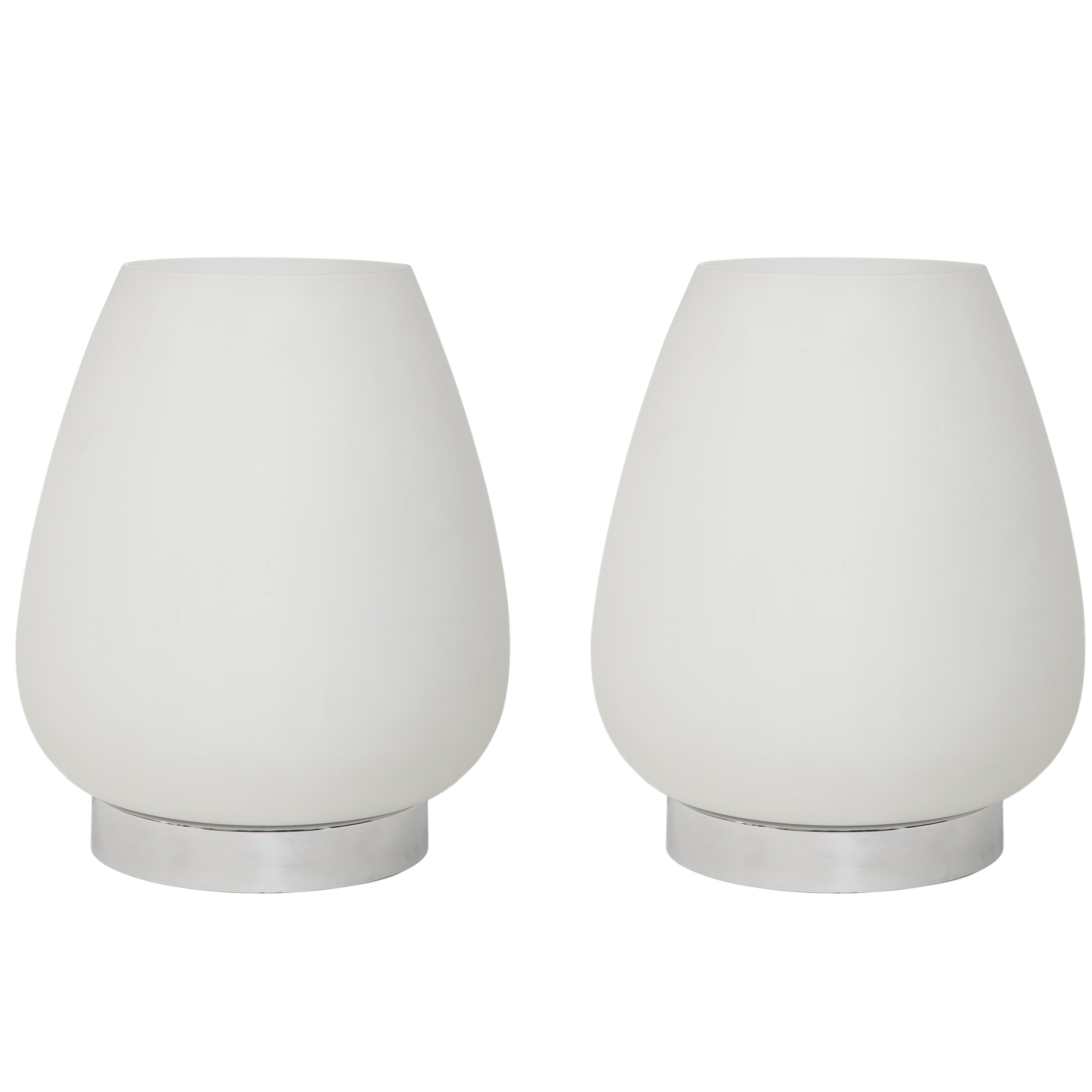 Pair of Opaline Glass Rounded Table Lamps