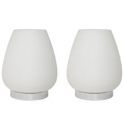 Pair of Opaline Glass Rounded Table Lamps