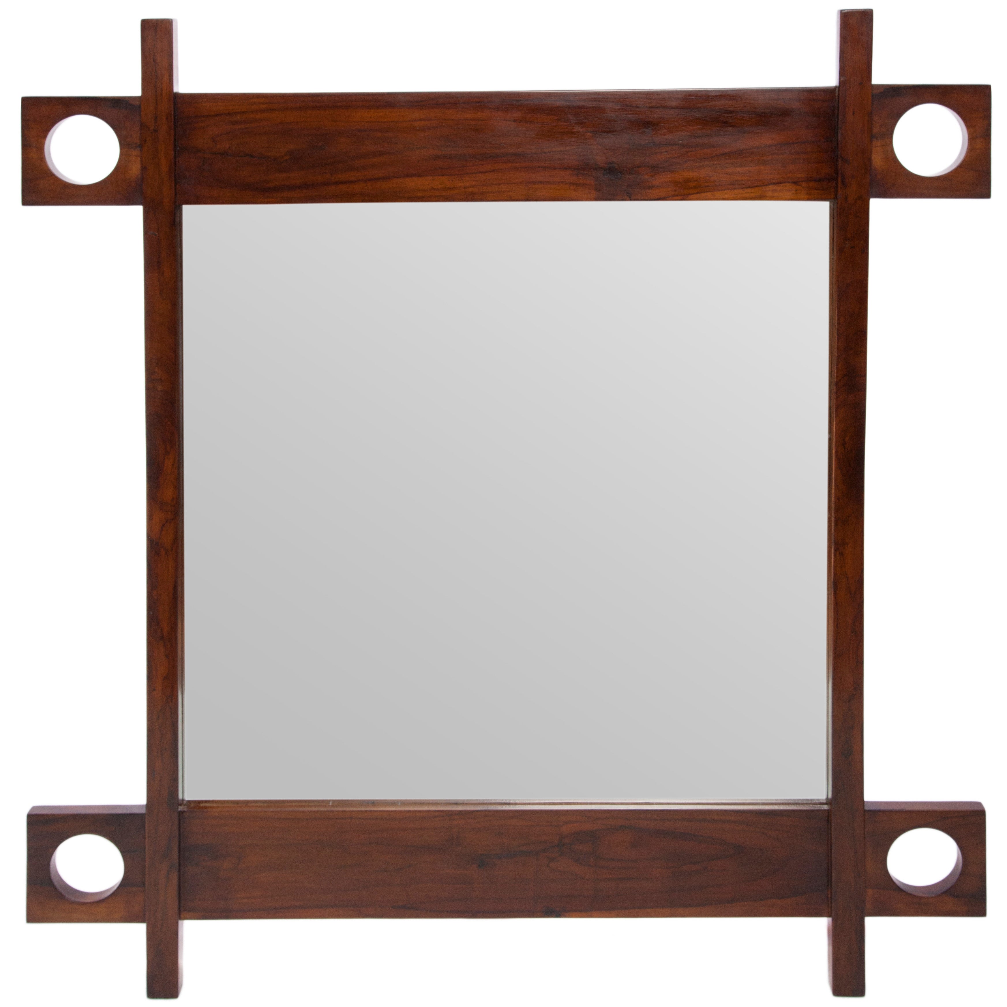 Sergio Rodrigues Mid-Century 'Cuiaba' Wall Mirror with Jacaranda Wood Frame