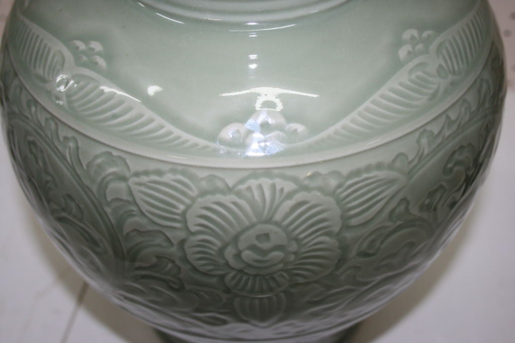 Monumental Japanese Celadon Vase For Sale 3