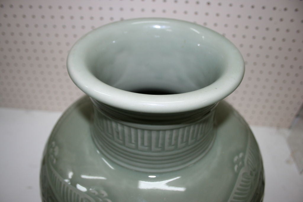 19th Century Monumental Japanese Celadon Vase For Sale