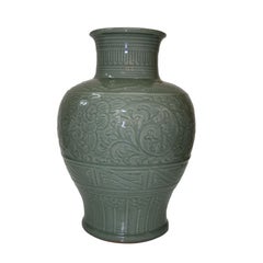 Antique Monumental Japanese Celadon Vase