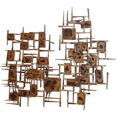 Mid Century Abstract Wall Sculpture by Curtis Jere