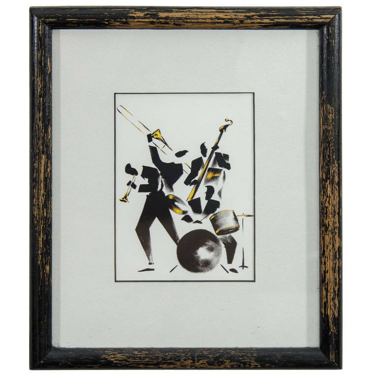 Midcentury Set of Four Framed Jazz Prints at 1stDibs