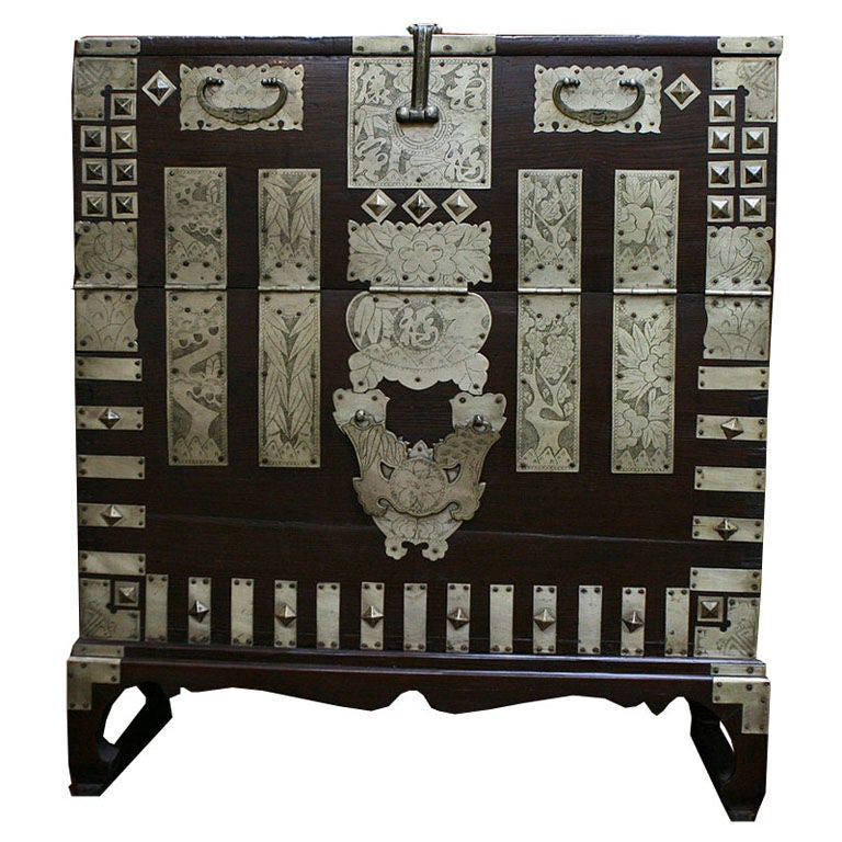 North Korean Chest with Metal Engraving