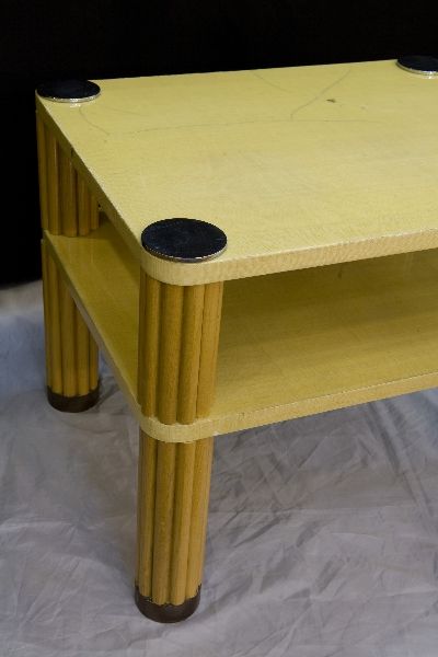 Two-Tier Lacquered Grass-cloth Table